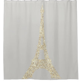 Eiffel Tower Paris Imitats Glam Gold Grau Pastel P Duschvorhang