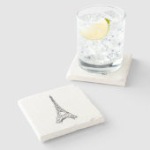 Eiffel Tower Paris Marble Stone Untersetzer (Seitenansicht)