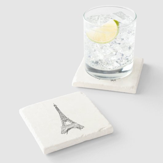 Eiffel Tower Paris Marble Stone Untersetzer (Seitenansicht)