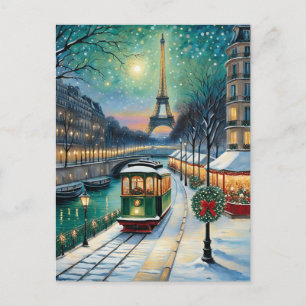 Eiffel Tower Paris Metro Winterlandschaft Postkarte