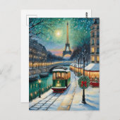 Eiffel Tower Paris Metro Winterlandschaft Postkarte (Vorne/Hinten)