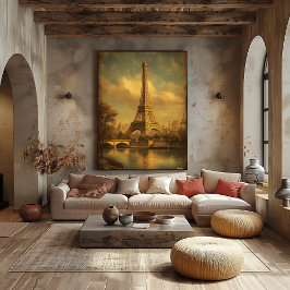 Eiffel Tower Paris – Mid-Century Retro Vintage Tra Poster