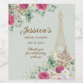 Eiffel Tower Paris Mint Green Brautparty Weinetikett (Einzelnes Label)