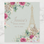 Eiffel Tower Paris Mint Green Brautparty Weinetikett (Einzelnes Label)