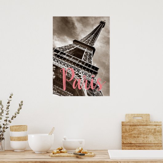 Eiffel Tower Paris Sepia Vintag Poster (Küche)