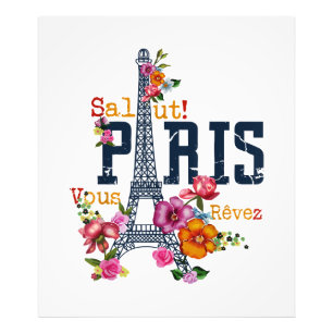 Eiffel Tower Paris Shirt Salut Frische Pasta mache Fotodruck
