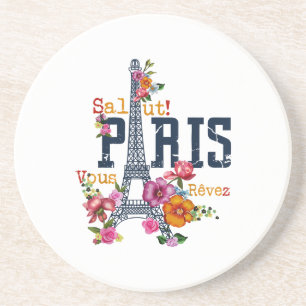 Eiffel Tower Paris Shirt Salut Frische Pasta mache Getränkeuntersetzer