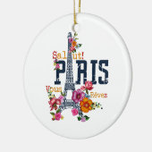 Eiffel Tower Paris Shirt Salut Frische Pasta mache Keramik Ornament (Links)
