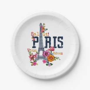 Eiffel Tower Paris Shirt Salut Frische Pasta mache Pappteller