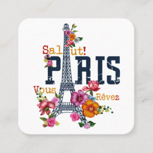 Eiffel Tower Paris Shirt Salut Frische Pasta mache Quadratische Visitenkarte