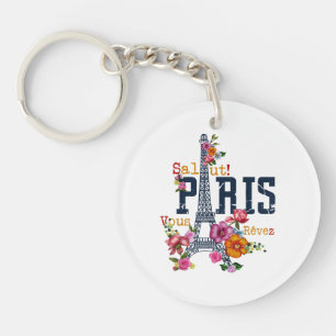 Eiffel Tower Paris Shirt Salut Frische Pasta mache Schlüsselanhänger