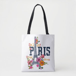Eiffel Tower Paris Shirt Salut Frische Pasta mache Tasche