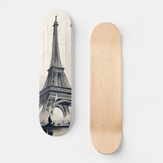 Eiffel Tower Paris Skateboard (Vorderseite)