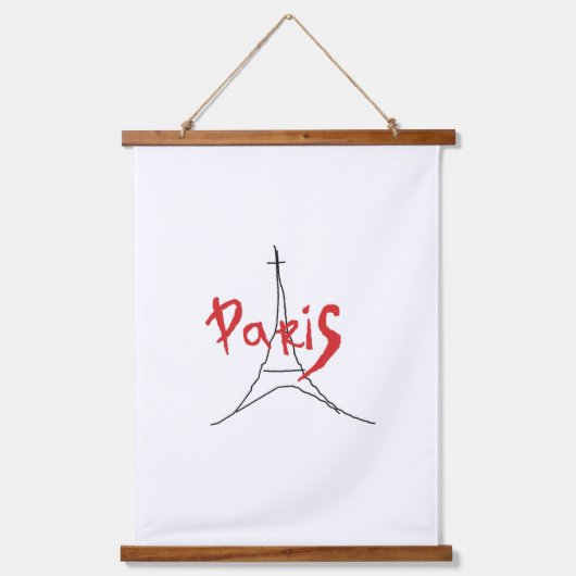 Eiffel Tower Paris Sketch Wandteppich Mit Holzrahmen (Vorderseite)