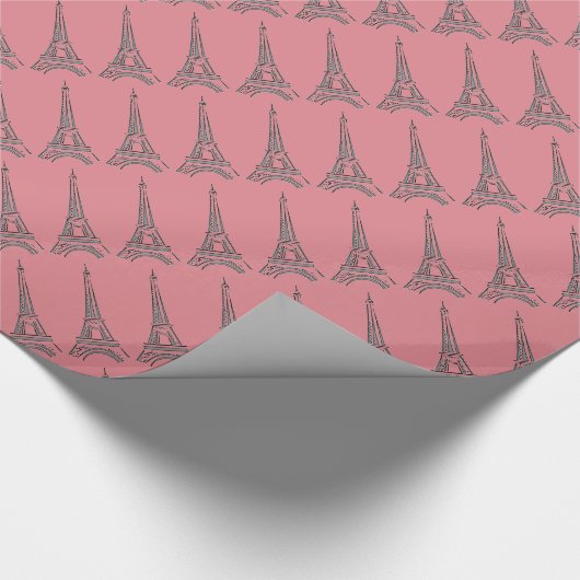 Eiffel Tower Paris Theme Party Wrapping Paper Geschenkpapier (Ecke)