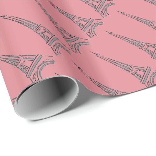 Eiffel Tower Paris Theme Party Wrapping Paper Geschenkpapier (Rolleneckpunkt)