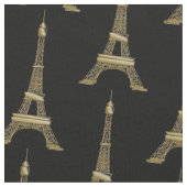 Eiffel Tower Paris Themed French Black Fabric Stoff (Nahaufnahme)