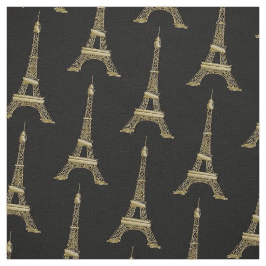 Eiffel Tower Paris Themed French Black Fabric Stoff (Muster)