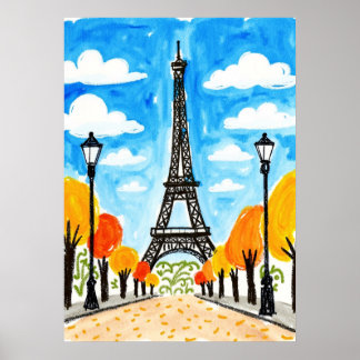 Eiffel Tower Paris Travel Poster