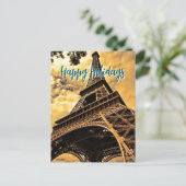 Eiffel Tower Paris Travel Vintage Retro Art Postkarte (Stehend Vorderseite)