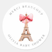 Eiffel Tower Paris Vielen Dank Runder Aufkleber (Vorderseite)