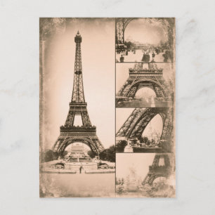 Eiffel Tower Paris Vintag Collage Postkarte