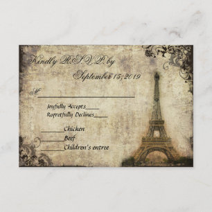 Eiffel Tower Paris Vintage Wedding UAWG RSVP Karte