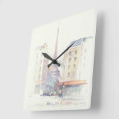 Eiffel Tower | Paris Watercolor Quadratische Wanduhr (Winkel)