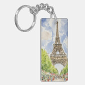 Eiffel Tower Paris Watercolor Schlüsselanhänger (Vorderseite links)