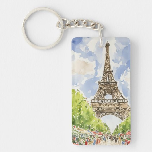 Eiffel Tower Paris Watercolor Schlüsselanhänger (Vorderseite)