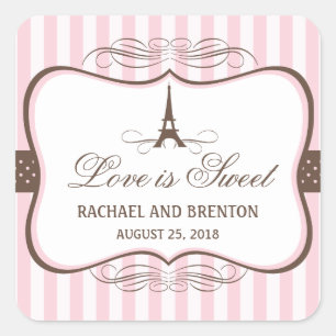 Eiffel Tower Paris Wedding Quadratischer Aufkleber