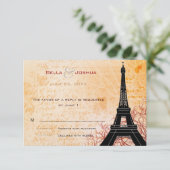 Eiffel Tower Peach UAWG RSVP Karte (Stehend Vorderseite)