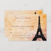 Eiffel Tower Peach UAWG RSVP Karte (Vorne/Hinten)