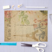 Eiffel Tower Pink Roses Französisch Ephemera Decou Seidenpapier (Handwerk)