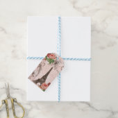 Eiffel Tower Pink Rote Rosen Französisches Script Geschenkanhänger (Mit Garn)