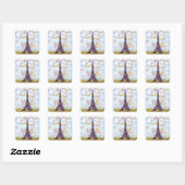 Eiffel Tower Pointillism Square Sticker (Blatt)