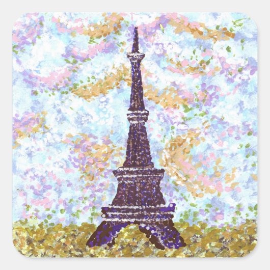 Eiffel Tower Pointillism Square Sticker (Vorderseite)