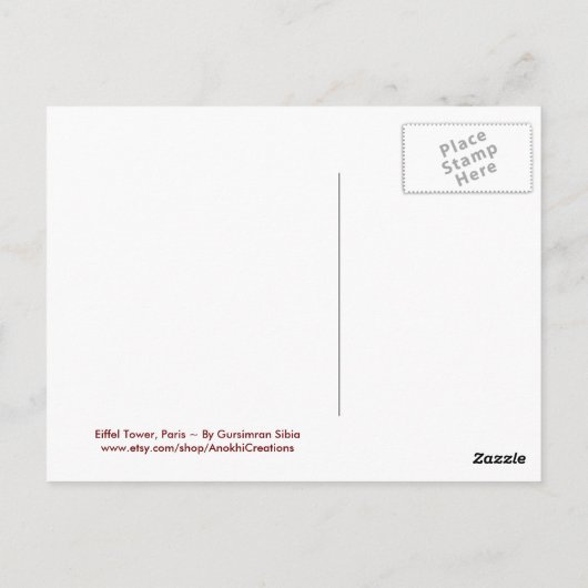 Eiffel Tower Postcard Postkarte (Rückseite)