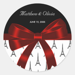 Eiffel Tower Red Bow Gastgeschenk Hochzeit Sticker