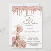 Eiffel Tower Rose Gold Glitter Drips Sweet 16 Einladung (Vorderseite)