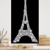 Eiffel Tower Schwarz-weiß Swarovski Crystals Paris Poster (Küche)