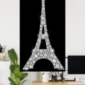 Eiffel Tower Schwarz-weiß Swarovski Crystals Paris Poster (Heimbüro)
