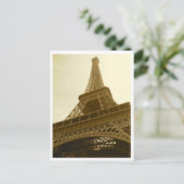 Eiffel Tower Sepia Postcard Postkarte (Stehend Vorderseite)
