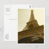 Eiffel Tower Sepia Postcard Postkarte (Vorne/Hinten)