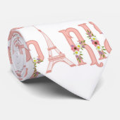 Eiffel Tower Silhouette Paris Blume Französisches Krawatte (Gerollt)