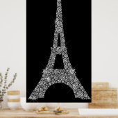 Eiffel Tower Silver Gray Swarovski Crystals Paris Poster (Küche)
