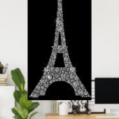 Eiffel Tower Silver Gray Swarovski Crystals Paris Poster (Heimbüro)