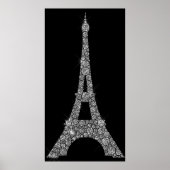 Eiffel Tower Silver Gray Swarovski Crystals Paris Poster (Vorne)
