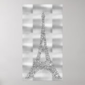 Eiffel Tower Silver Gray Swarovski Crystals Paris Poster (Vorne)