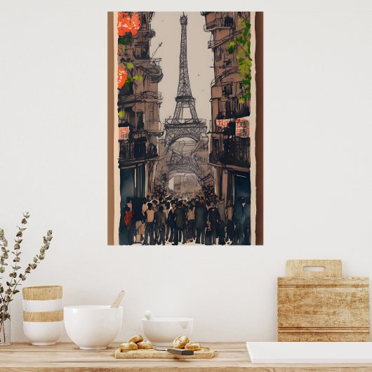 Eiffel Tower Sketch | Minimalistische Pariser Kuns Poster (Küche)
